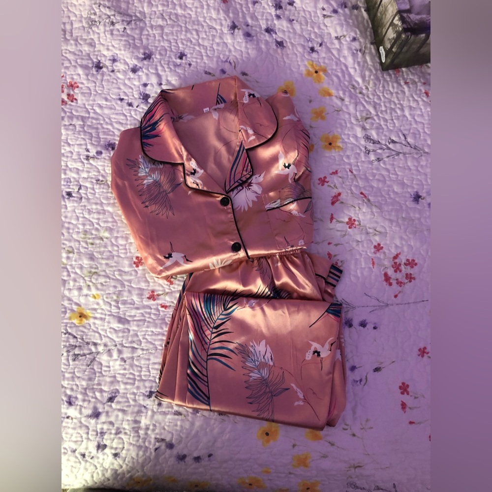 Pink satin pjs